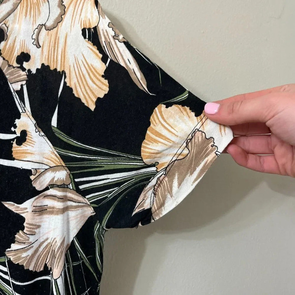 Asos Womens Black Tan Jumpsuit Size 8 Maternity Floral Short Sleeve Keyhole - Picture 5 of 8